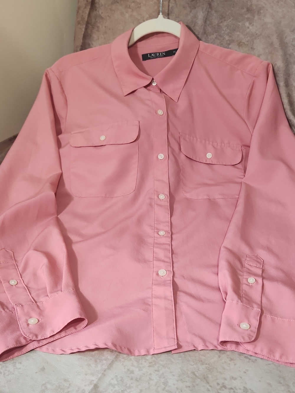 Lauren Ralph Lauren Rose. Pink Button-Front Blouse